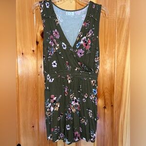 Sage green flowered romper.